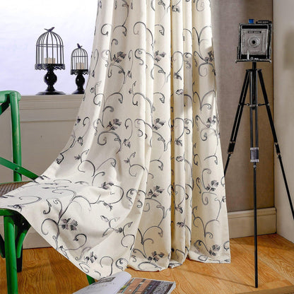 Custom-Made Botanical Vine Embroidered Room Darkening Curtains