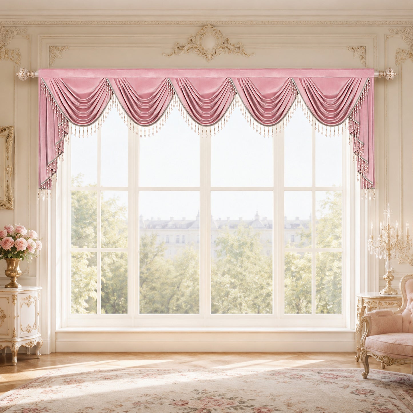 Custom-Made Solid Velvet Waterfall Valance