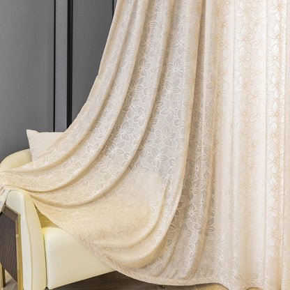 Custom-Made Country Style Floral Jacquard Sheer Curtains
