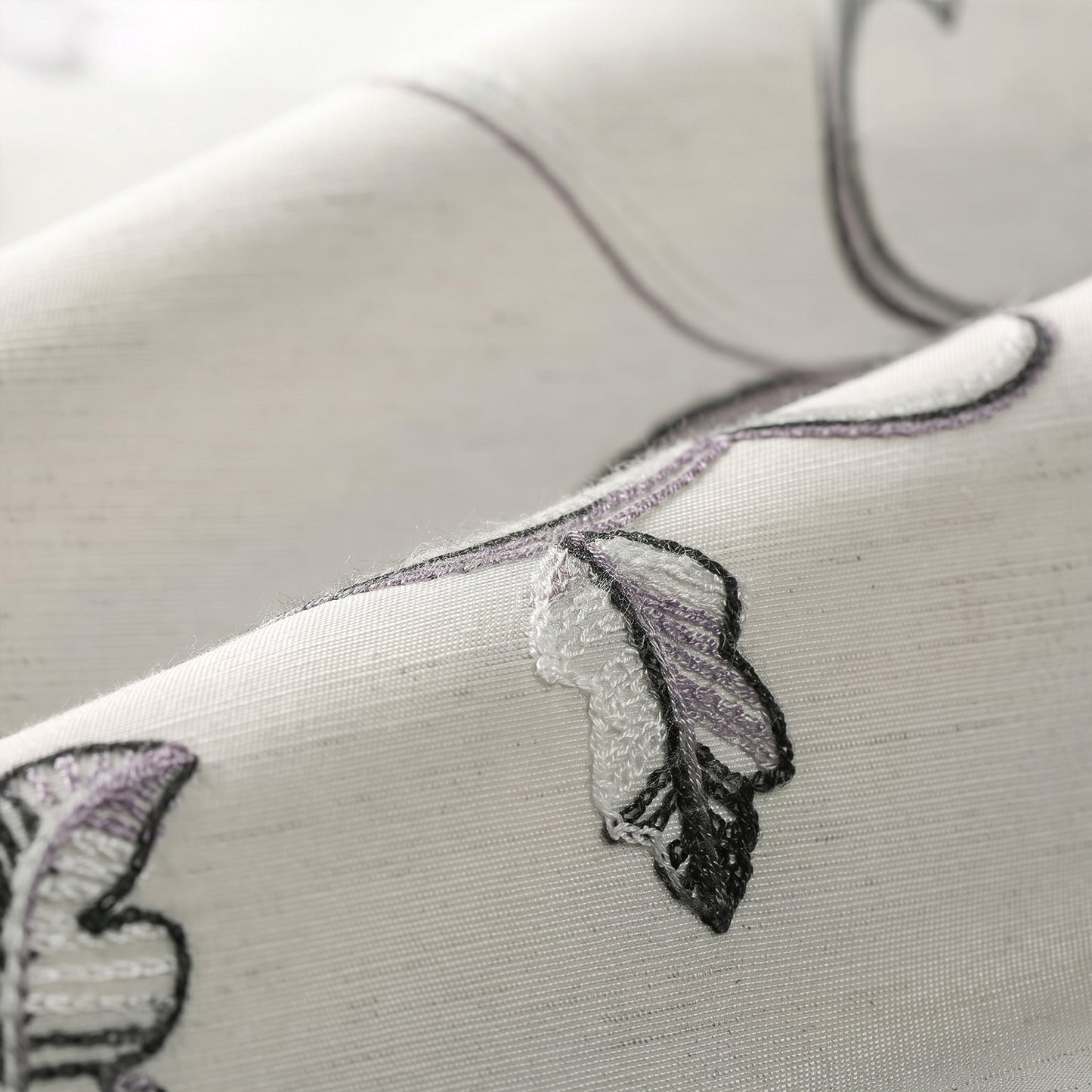Custom-Made Botanical Vine Embroidered Room Darkening Curtains