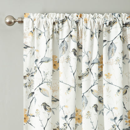 Custom-Made Bird Print Cotton Light Filtering Curtains