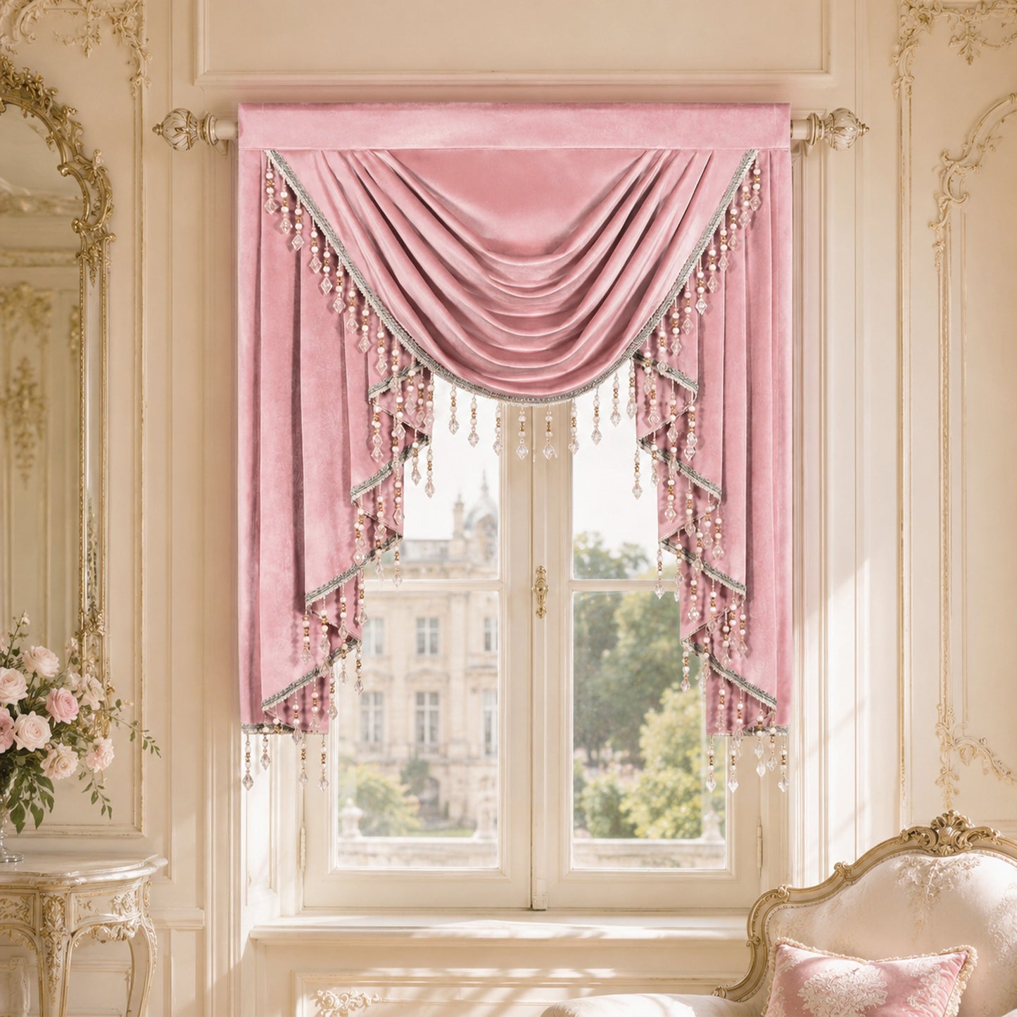Custom-Made Solid Velvet Waterfall Valance