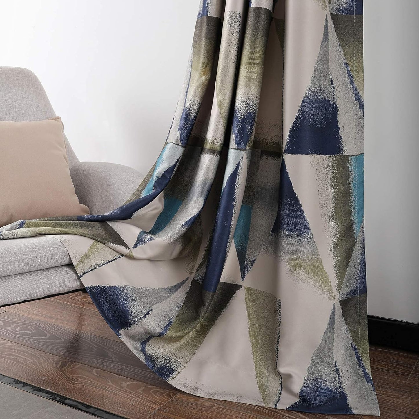 Custom-Made Modern Geometric Print Room Darkening Curtains