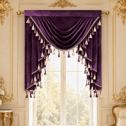 Custom-Made Solid Velvet Waterfall Valance
