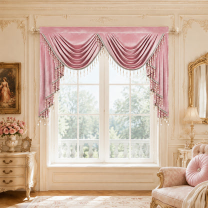 Custom-Made Solid Velvet Waterfall Valance