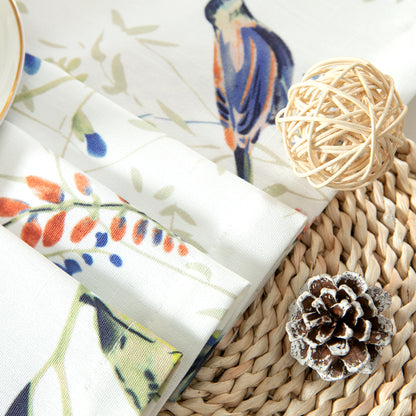 Custom-Made Bird Print Cotton Light Filtering Curtains