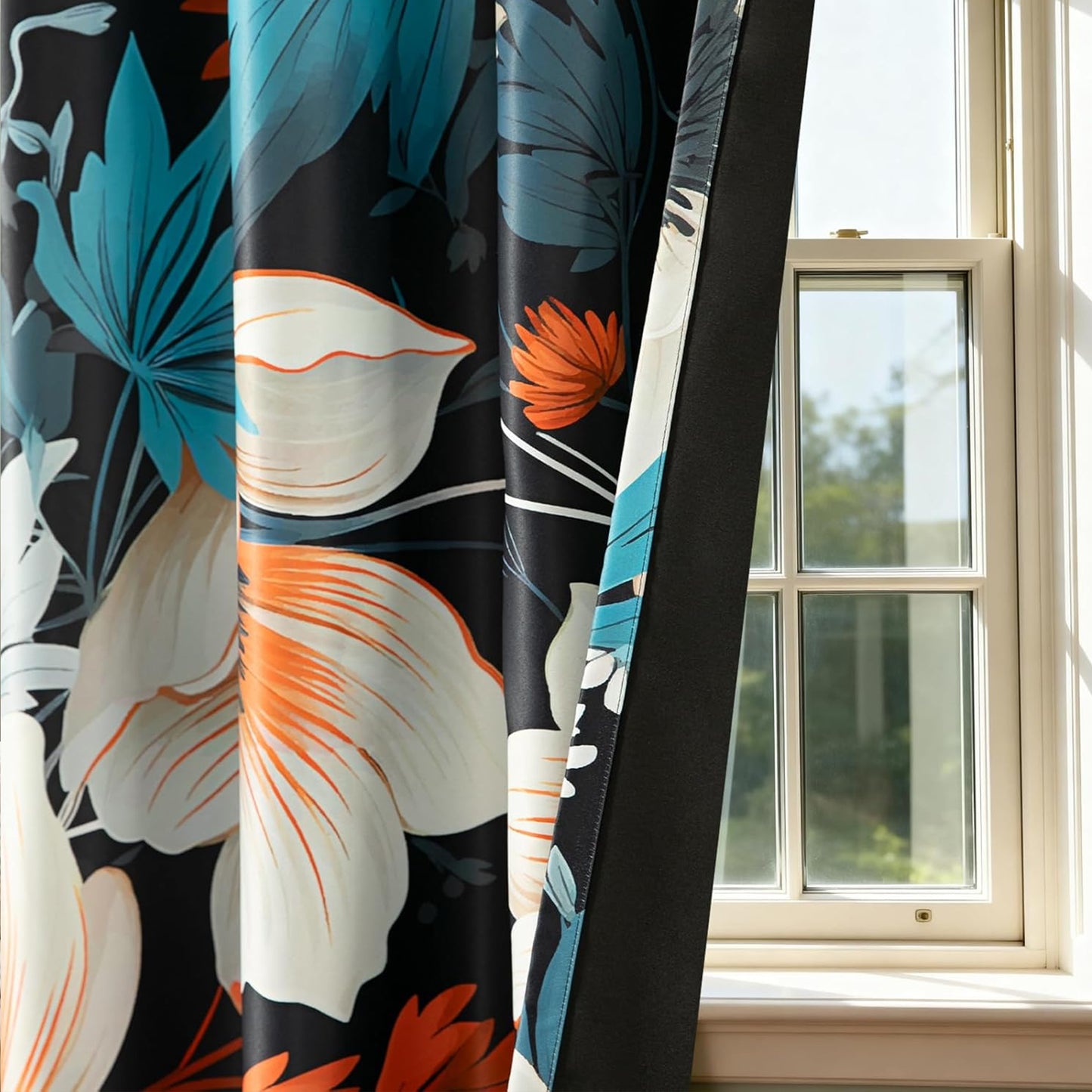 Custom-Made Vintage Floral Print Room Darkening Curtains