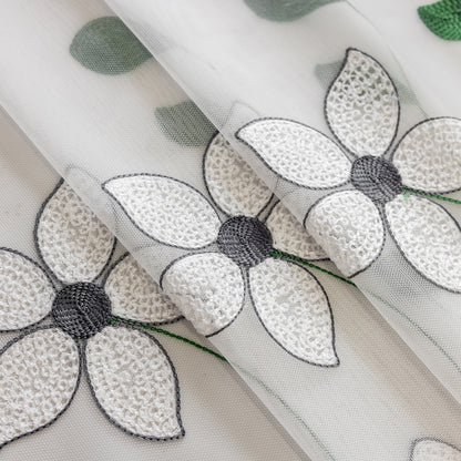 Custom-Made Wild Daisy Embroidered Sheer Curtains
