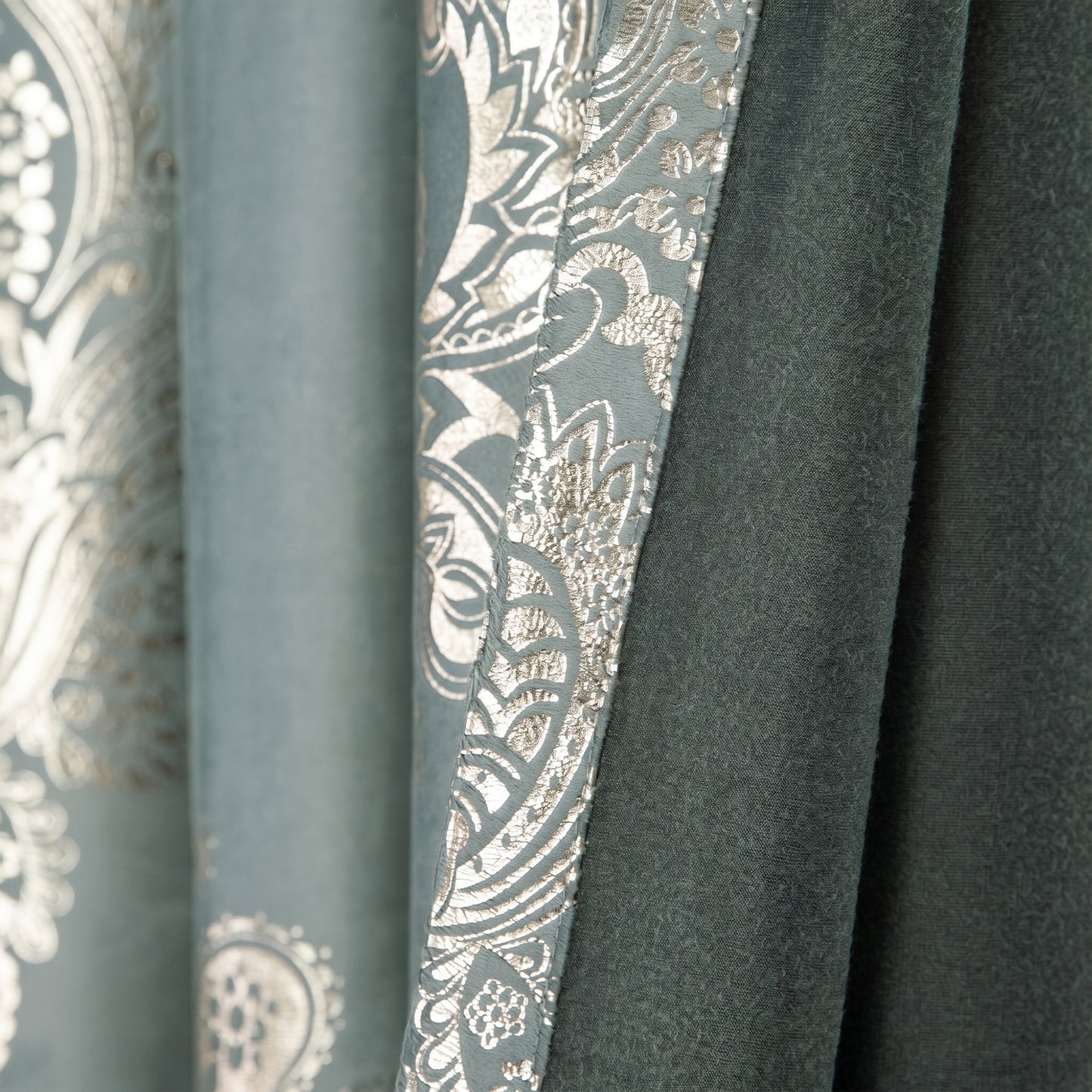 Custom-Made Vintage Gold Foil Velvet Room Darkening Curtains