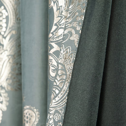 Custom-Made Vintage Gold Foil Velvet Room Darkening Curtains