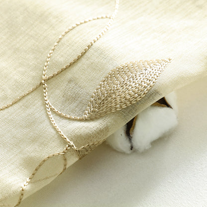 Custom-Made Leaf Embroidered Sheer Curtains