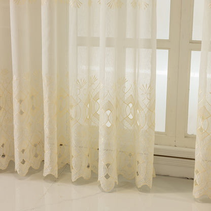 Custom-Made Geometric Embroidered Sheer Curtains