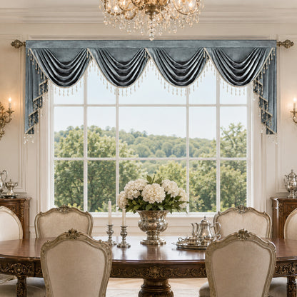 Custom-Made Solid Velvet Waterfall Valance