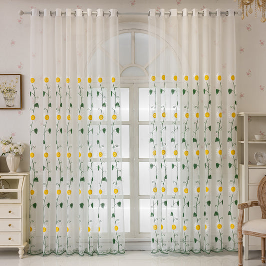 Custom-Made Wildflower Embroidered Sheer Curtains