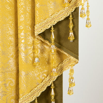 Custom-Made Gold Foil Velvet Waterfall Valance