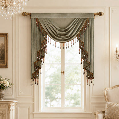 Custom-Made Solid Velvet Waterfall Valance