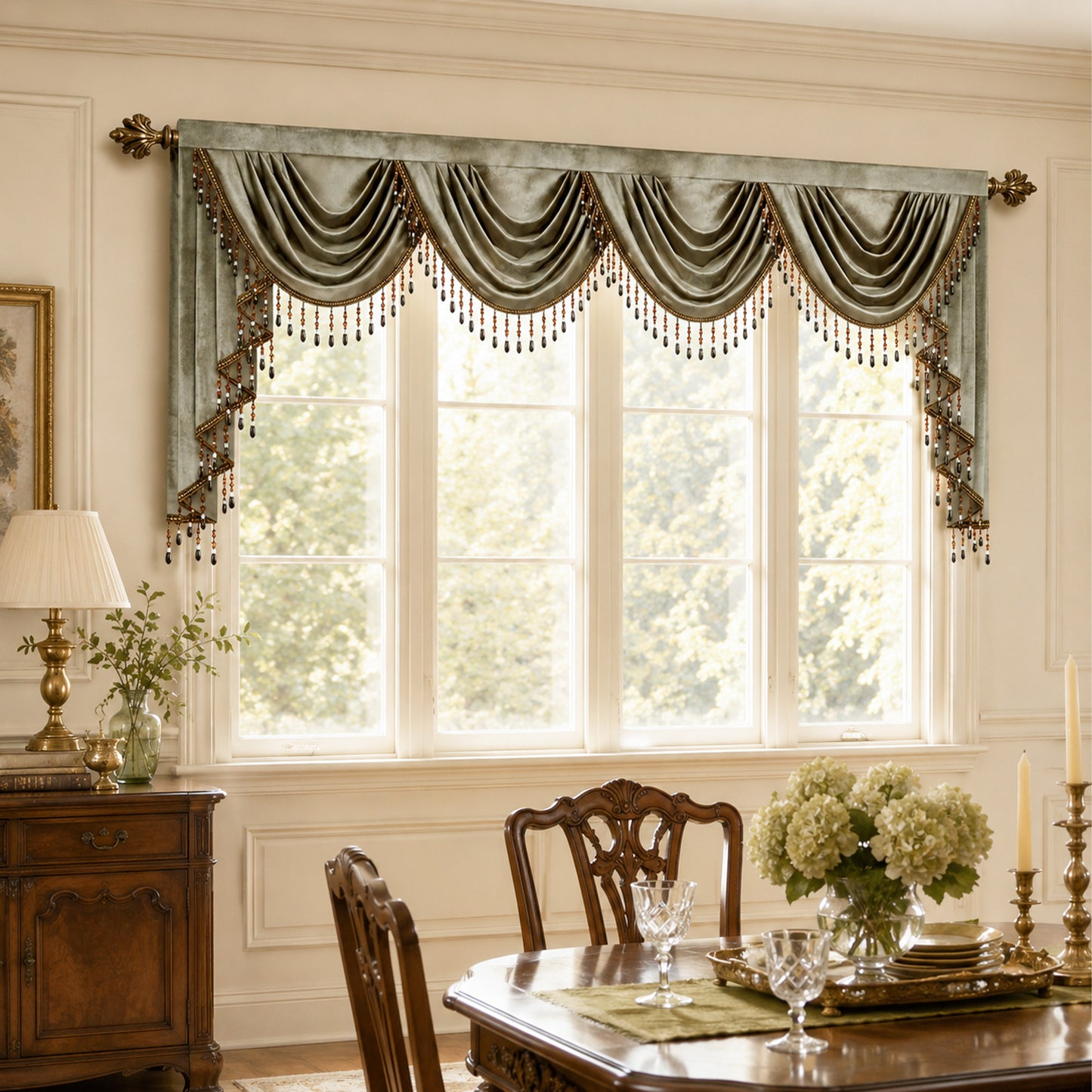 Custom-Made Solid Velvet Waterfall Valance