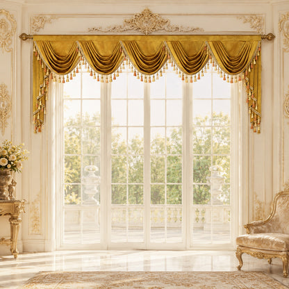 Custom-Made Solid Velvet Waterfall Valance