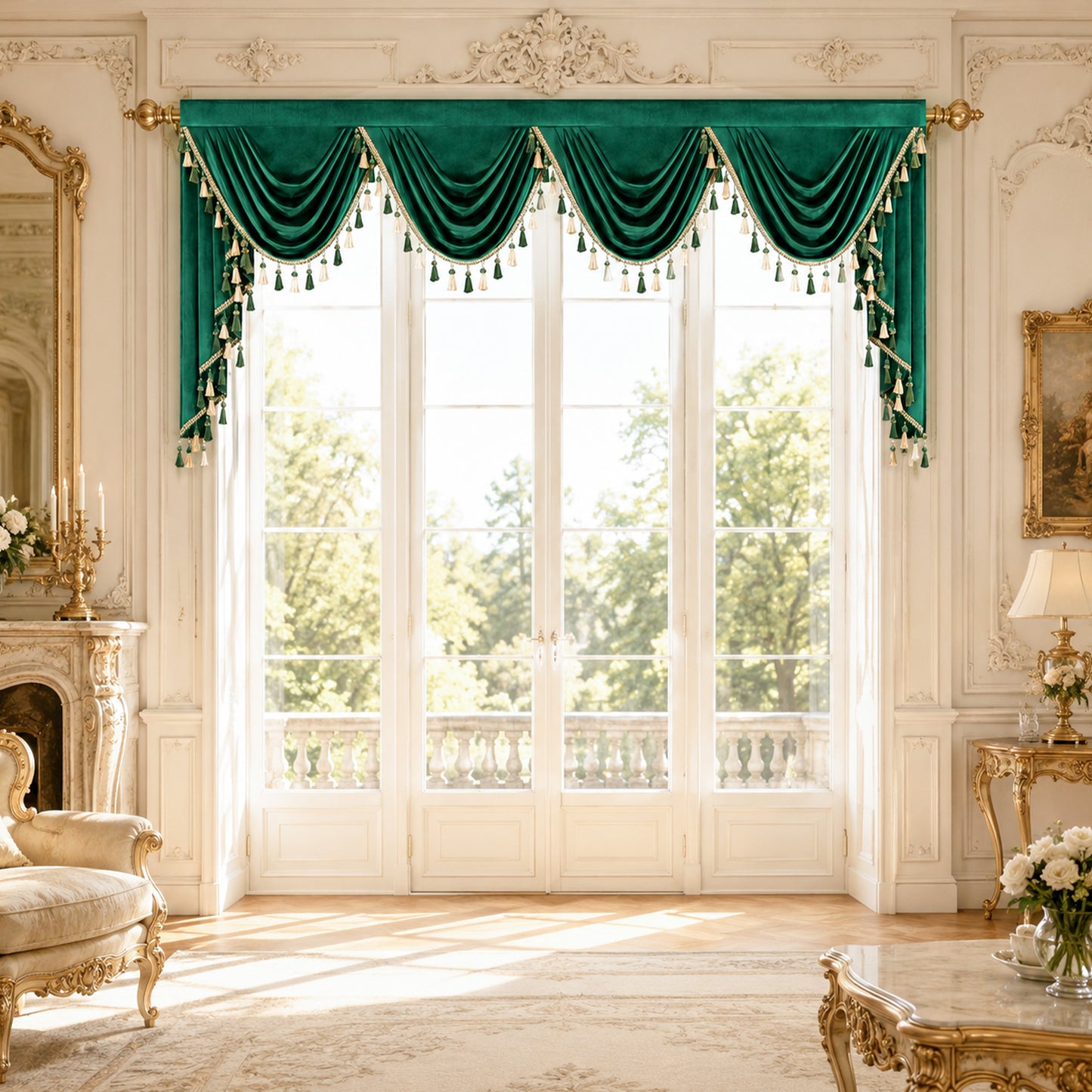 Custom-Made Solid Velvet Waterfall Valance