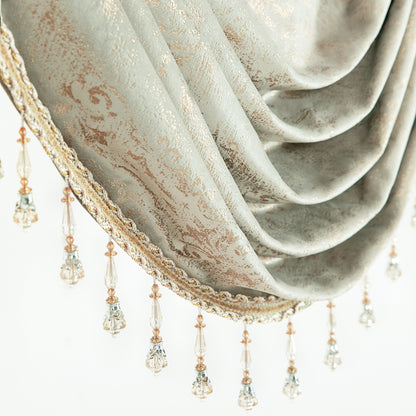 Custom-Made Gold Foil Velvet Waterfall Valance