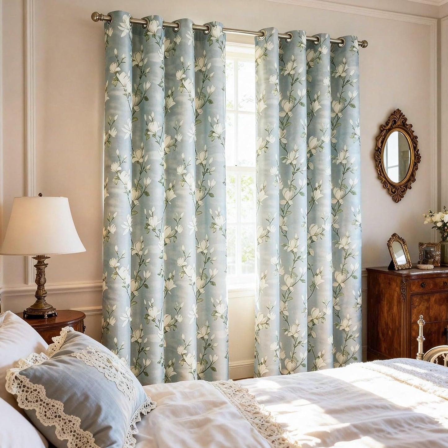 Custom-Made Country Floral Print Room Darkening Curtains