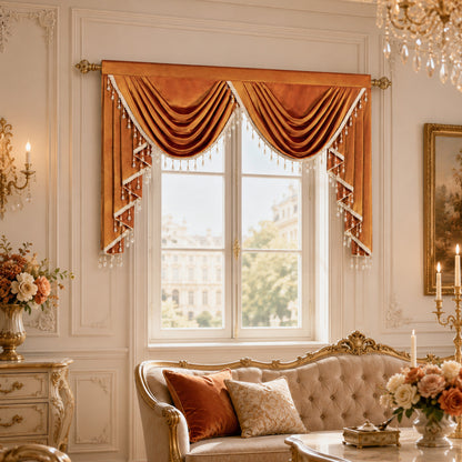 Custom-Made Solid Velvet Waterfall Valance