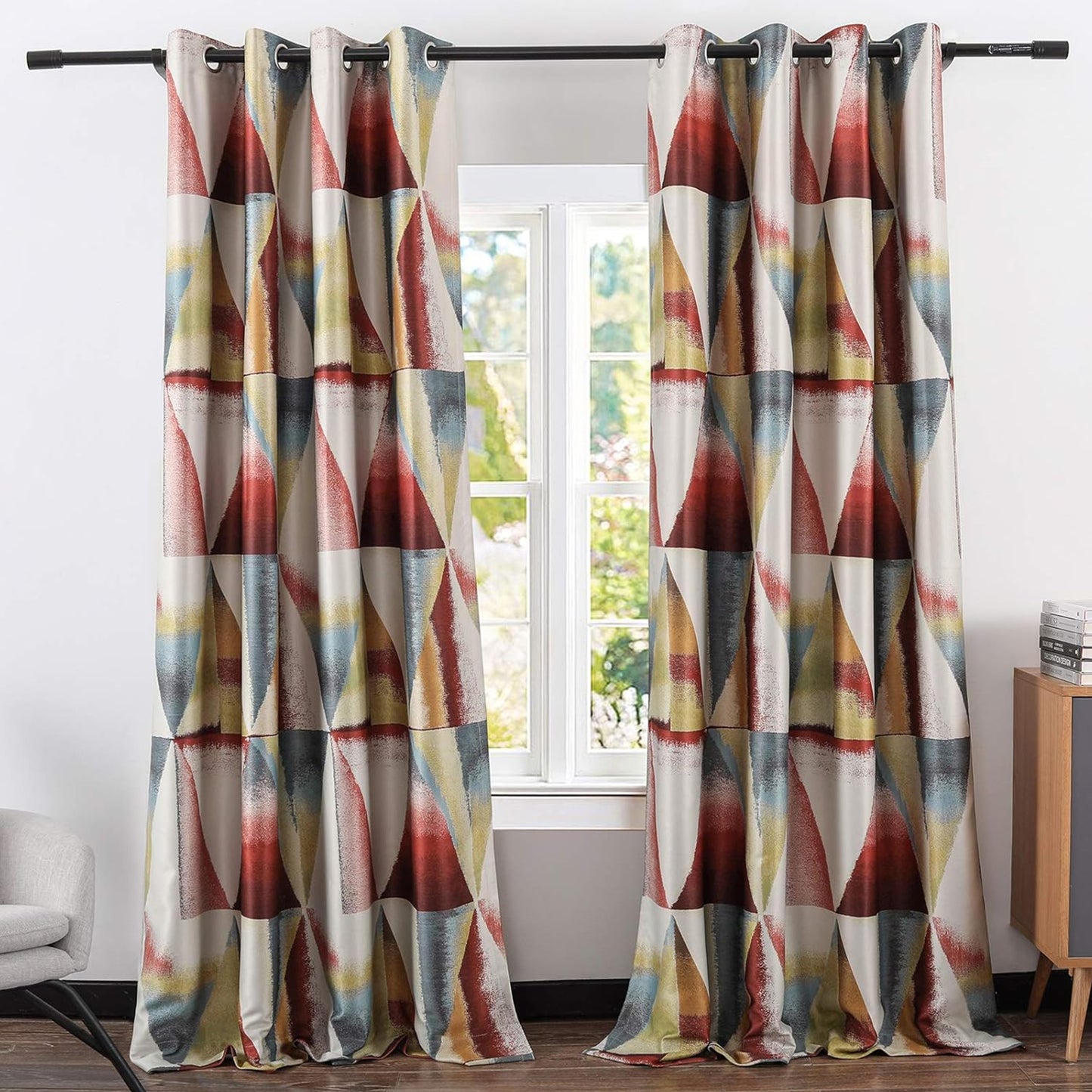 Custom-Made Modern Geometric Print Room Darkening Curtains