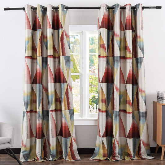Custom-Made Modern Geometric Print Room Darkening Curtains