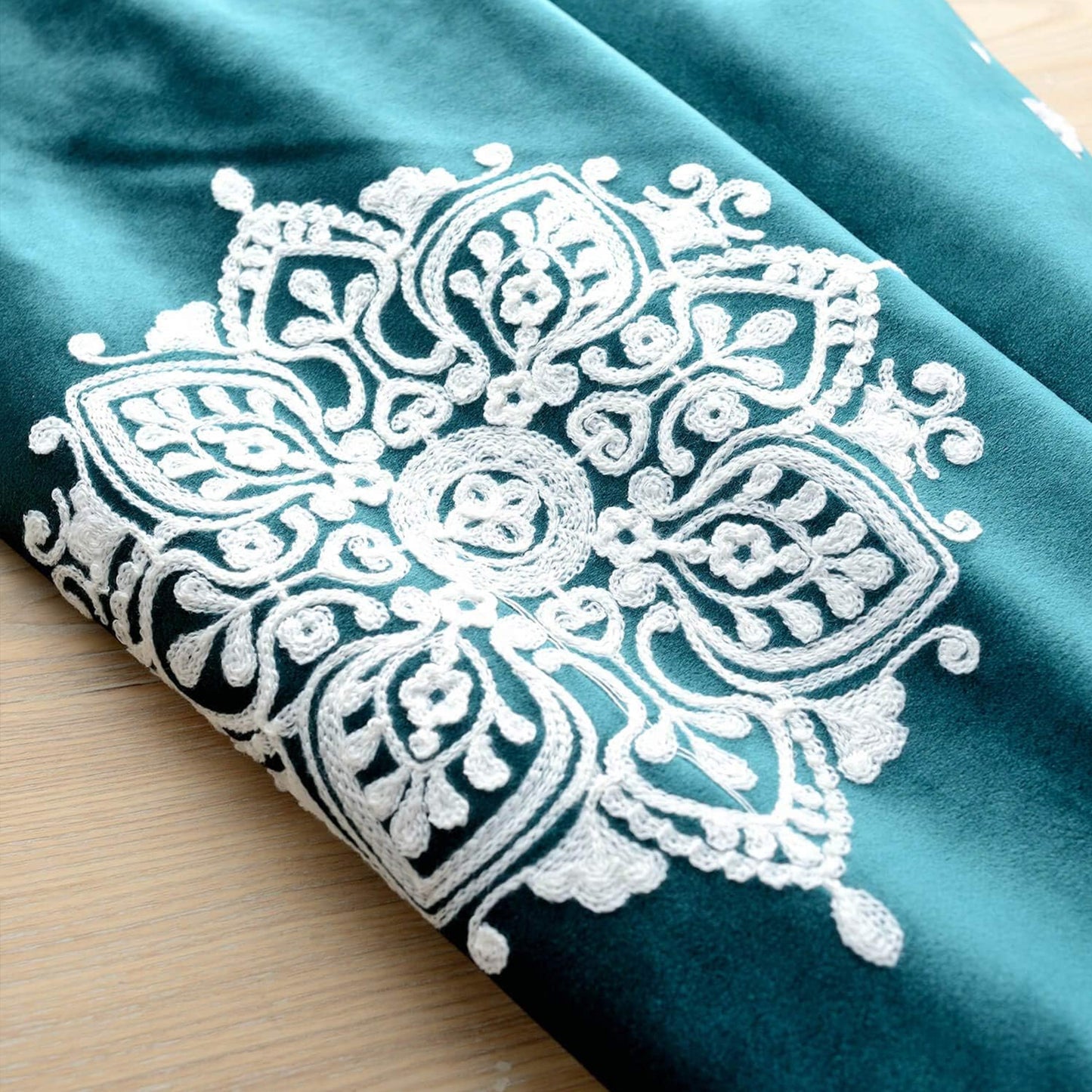 Custom-Made Embroidered Velvet Room Darkening Curtains