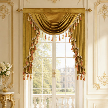Custom-Made Solid Velvet Waterfall Valance