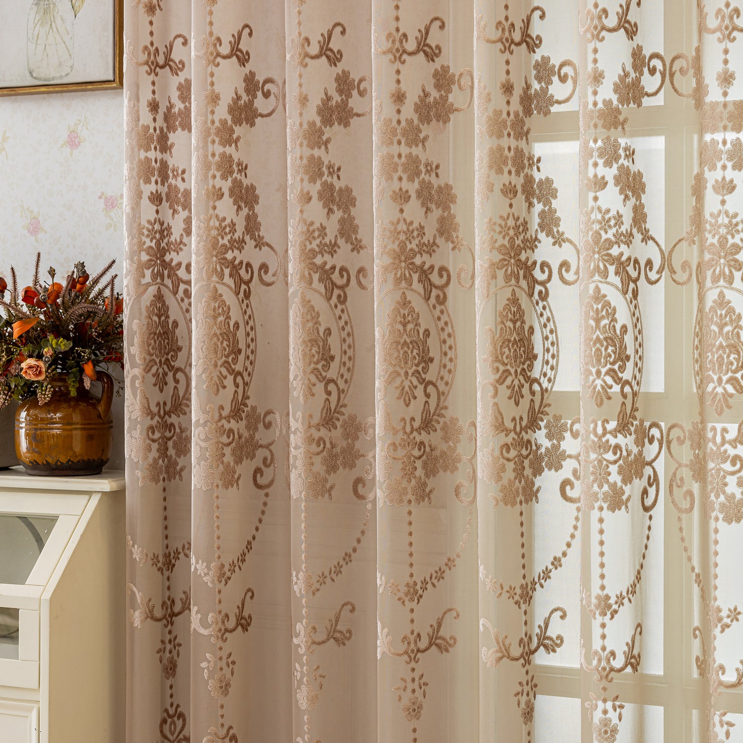 Custom-Made Vintage Jacquard Sheer Curtains