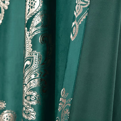 Custom-Made Vintage Gold Foil Velvet Room Darkening Curtains