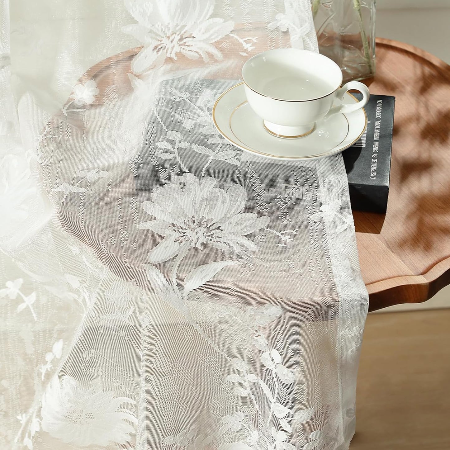 Custom-Made Vintage Floral Embroidered Sheer Curtains