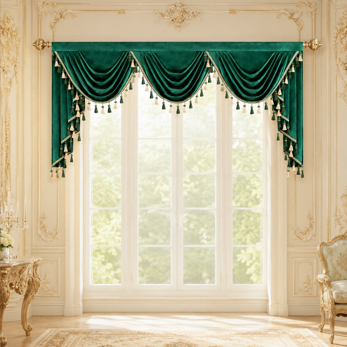 Custom-Made Solid Velvet Waterfall Valance