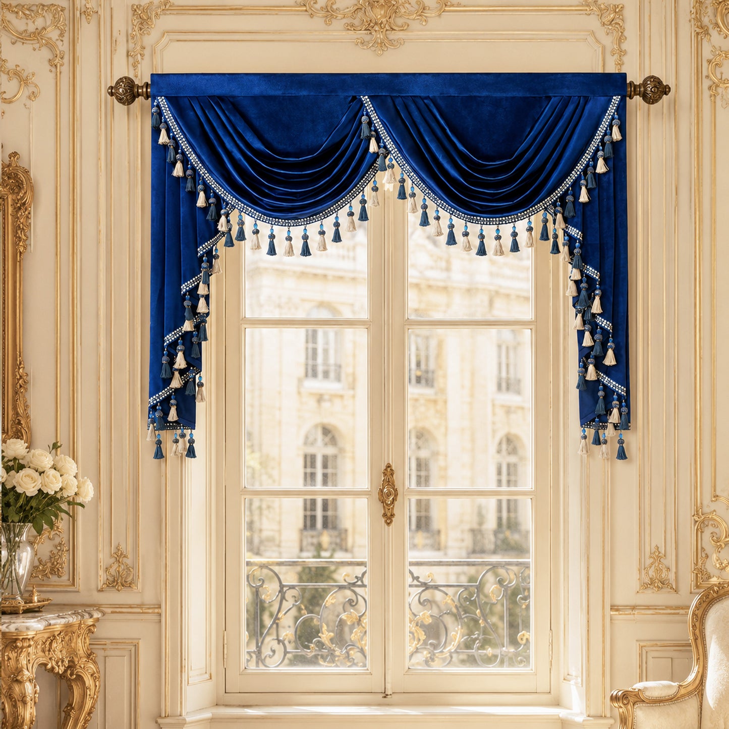 Custom-Made Solid Velvet Waterfall Valance