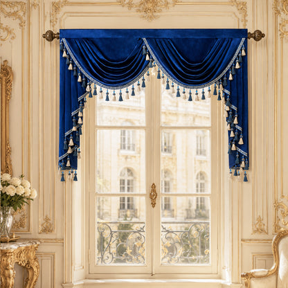 Custom-Made Solid Velvet Waterfall Valance
