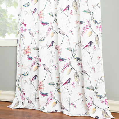 Custom-Made Bird Print Cotton Light Filtering Curtains