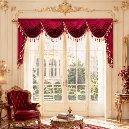 Custom-Made Solid Velvet Waterfall Valance