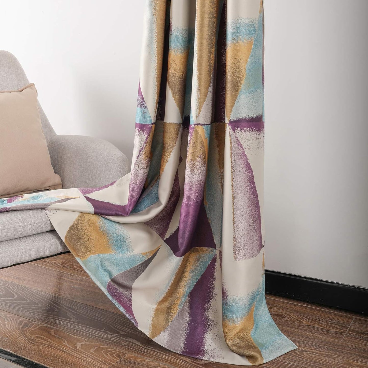 Custom-Made Modern Geometric Print Room Darkening Curtains