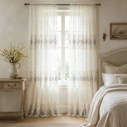 Custom-Made Vintage Light Luxury Embroidered Sheer Curtains