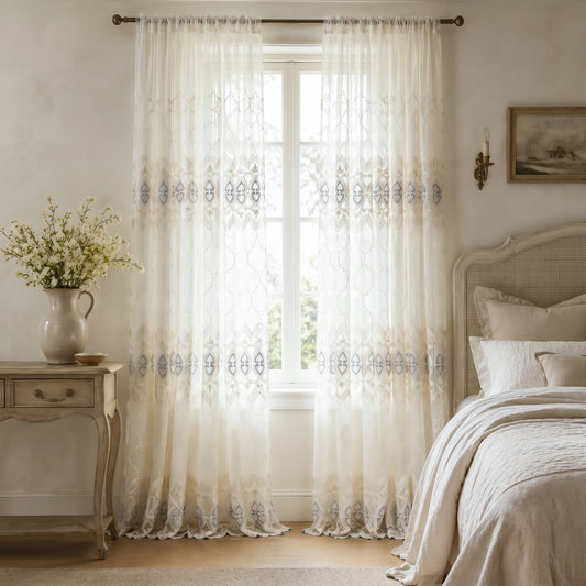 Custom-Made Vintage Light Luxury Embroidered Sheer Curtains