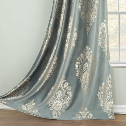 Custom-Made Vintage Gold Foil Velvet Room Darkening Curtains