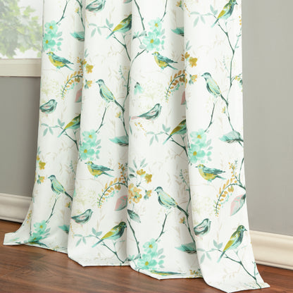 Custom-Made Bird Print Cotton Light Filtering Curtains