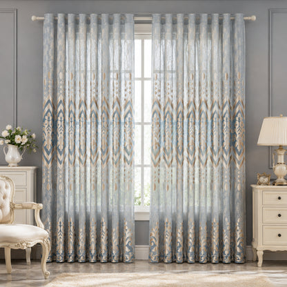 Custom-Made Jacquard Damask Sheer Curtains