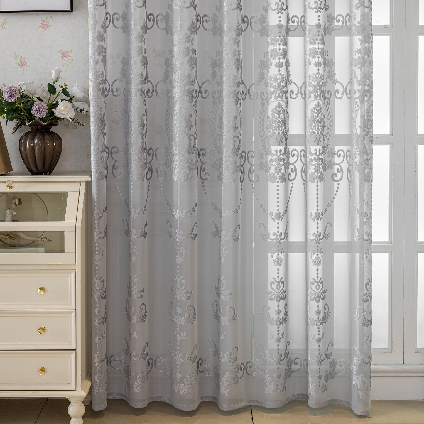 Custom-Made Vintage Jacquard Sheer Curtains