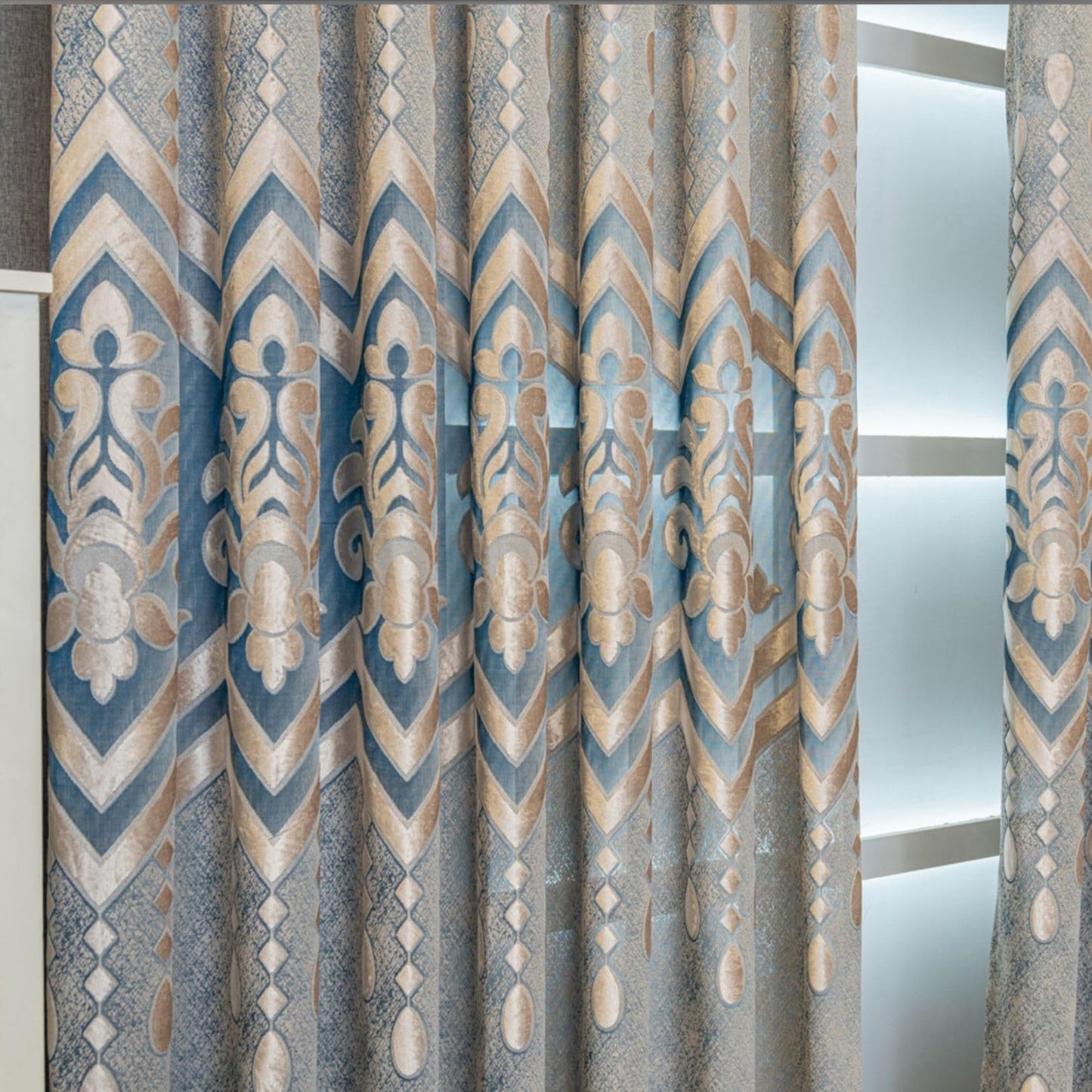 Custom-Made Jacquard Damask Sheer Curtains