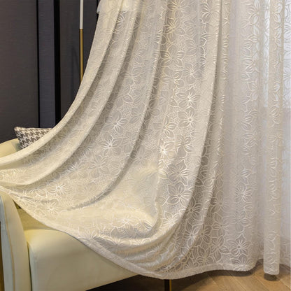 Custom-Made Country Style Floral Jacquard Sheer Curtains