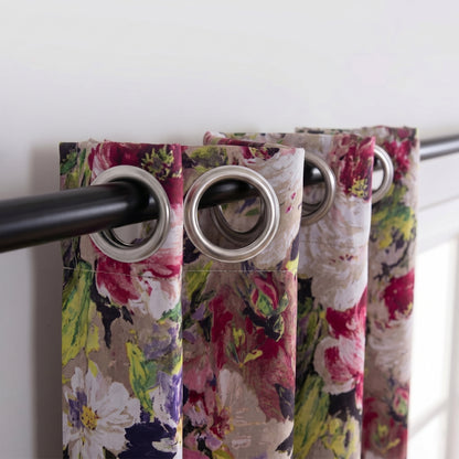 Custom-Made Vintage Large Floral Print Room Darkening Curtains