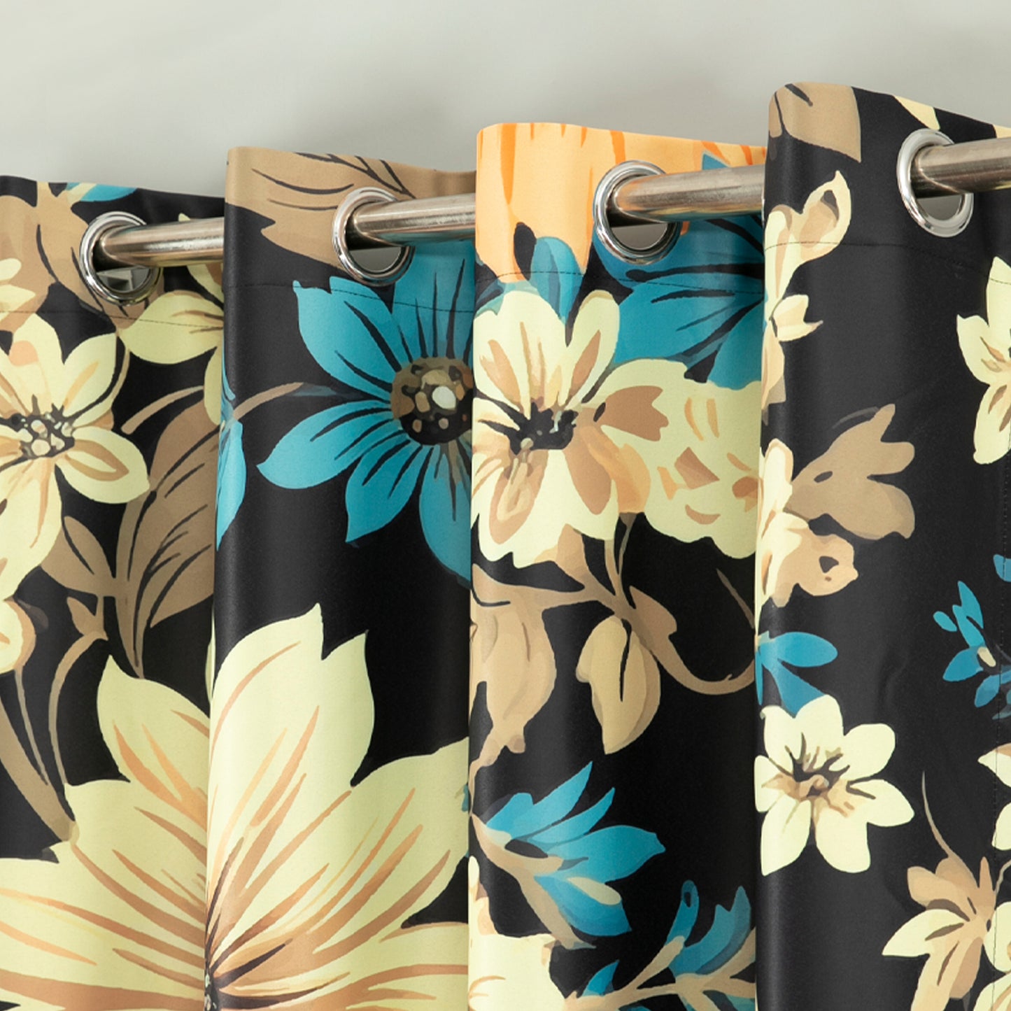 Custom-Made Vintage Floral Print Room Darkening Curtains