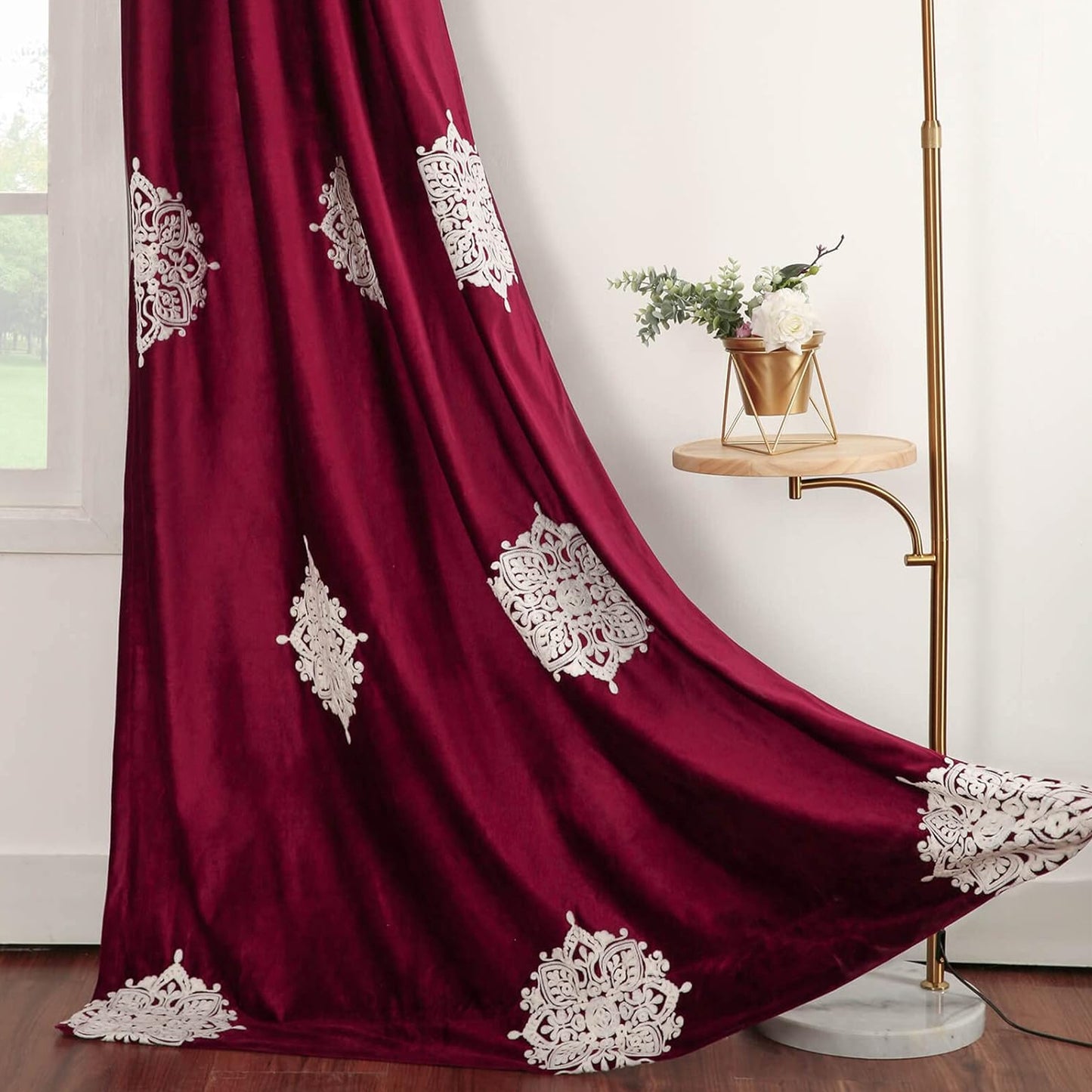 Custom-Made Embroidered Velvet Room Darkening Curtains